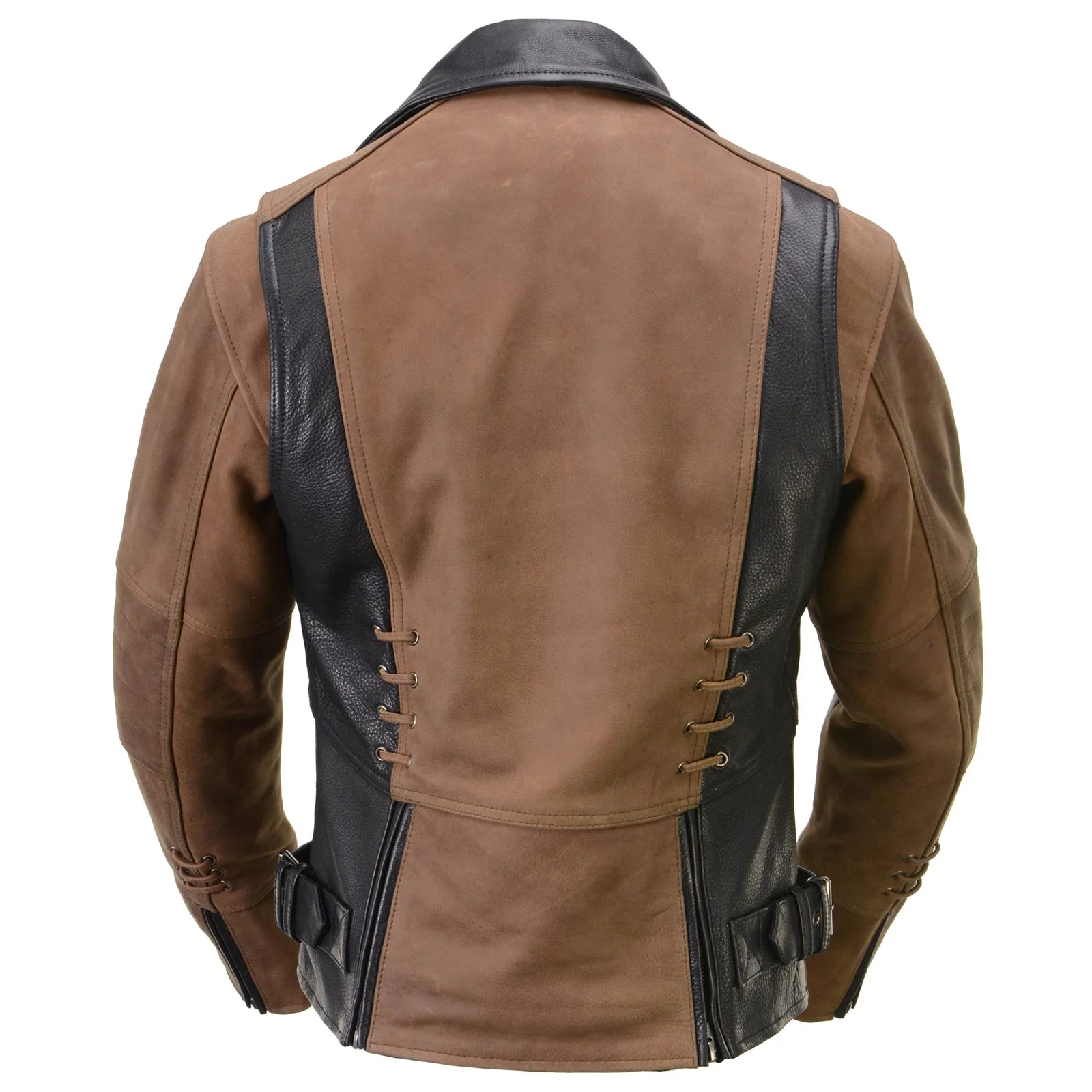 Milwaukee Leather MLL2508 Women's 'Dixie' Vintage Crazy Horse Brown and Black Leather Motorcycle Rider Jacket - Image 8