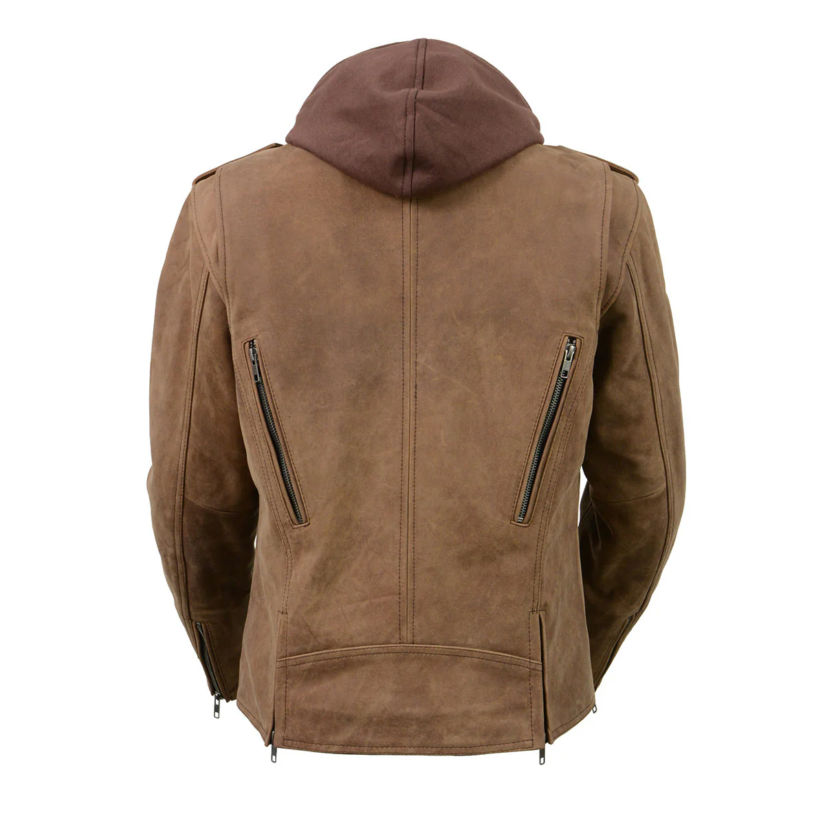 Milwaukee Leather MLL2511 Women's 'Damsel' Vintage Crazy Horse Brown Leather Jacket w/ Removable Hoodie - Image 15