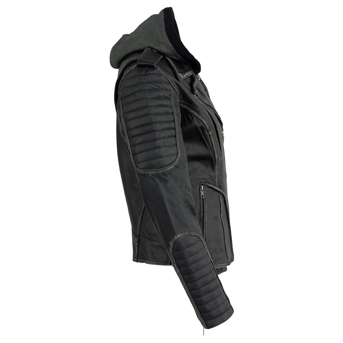 Milwaukee Leather MLL2516 Black Leather Rub-Off Leather Jacket with Hoodie for Women - Image 14