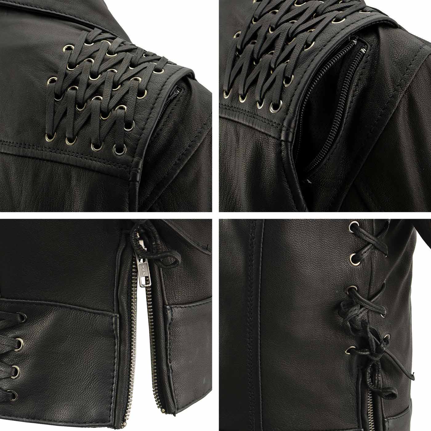 Milwaukee Leather MLL2525 Women's Black Leather Lightweight Lace to Lace Jacket - Image 10