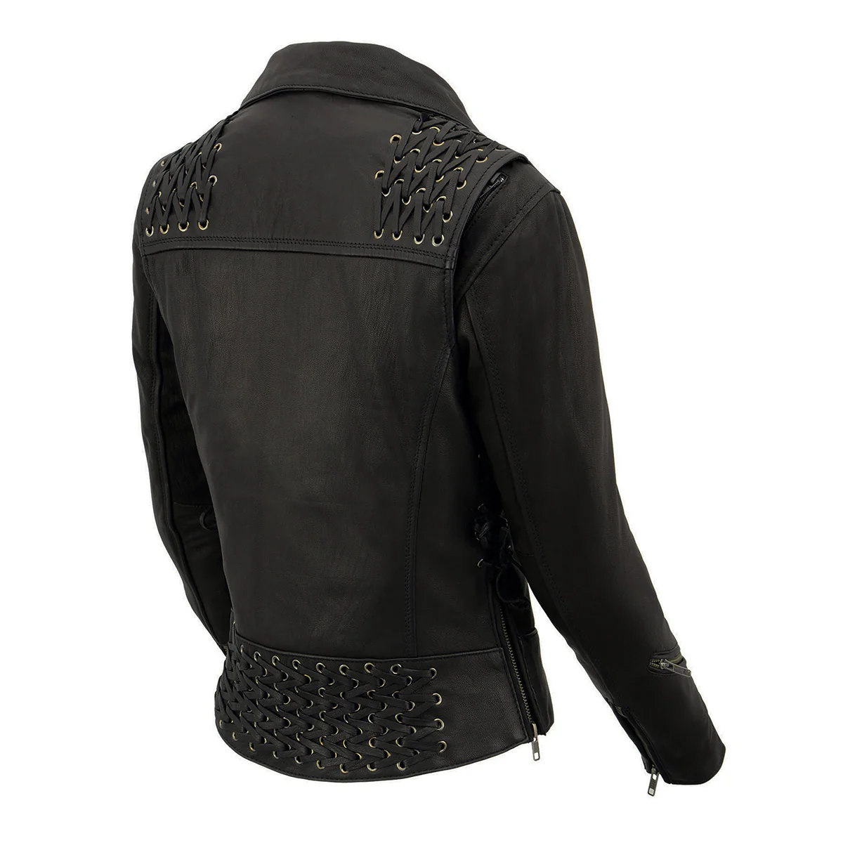 Milwaukee Leather MLL2525 Women's Black Leather Lightweight Lace to Lace Jacket - Image 12