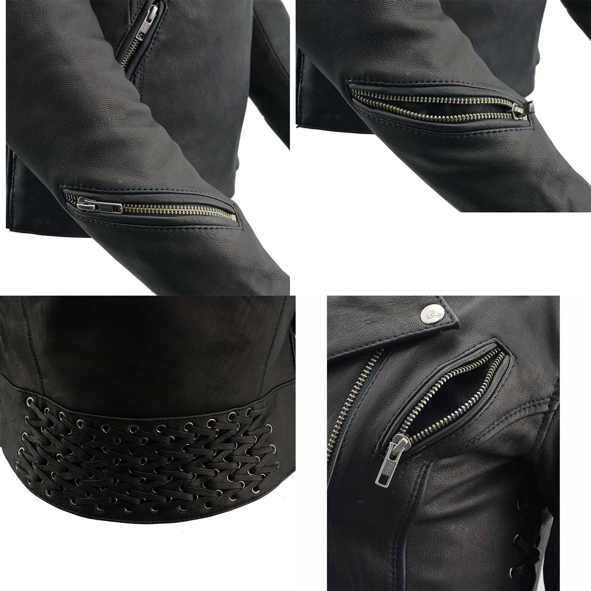Milwaukee Leather MLL2525 Women's Black Leather Lightweight Lace to Lace Jacket - Image 13