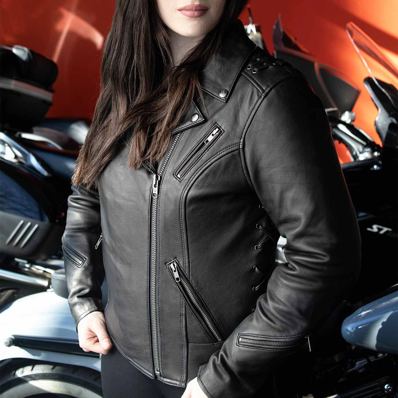 Milwaukee Leather MLL2525 Women's Black Leather Lightweight Lace to Lace Jacket - Image 7