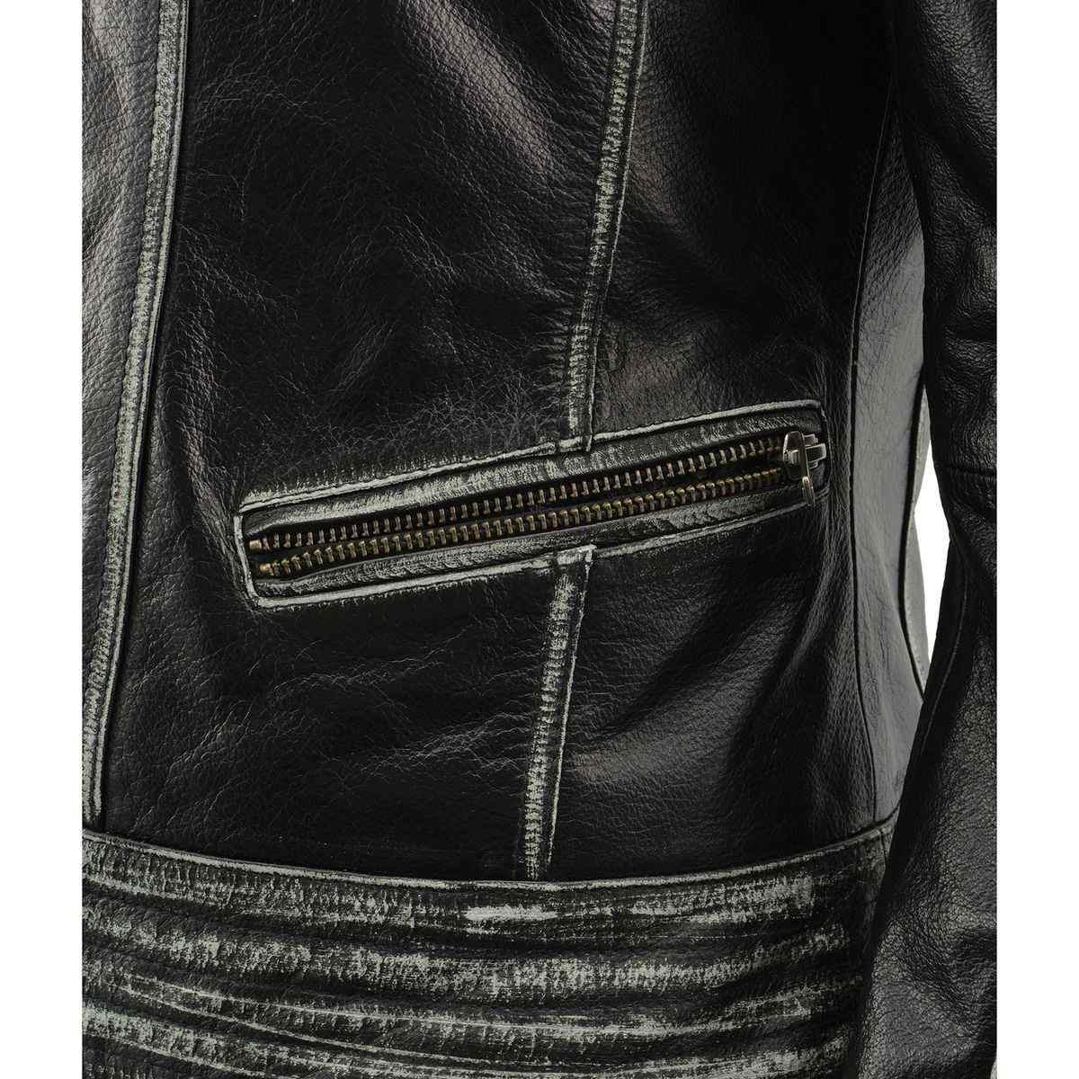 Milwaukee Leather MLL2526 Women's 'Elegant' Distressed Gray Detail Laced Leather Jacket - Image 9