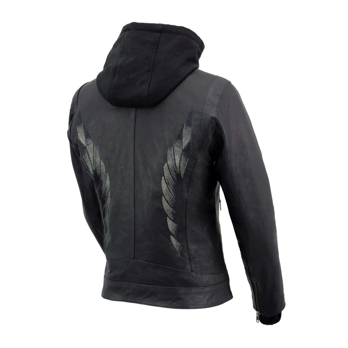 Milwaukee Leather MLL2545 Women's Lightweight Black Leather Jacket with Removable Hoodie - Image 10