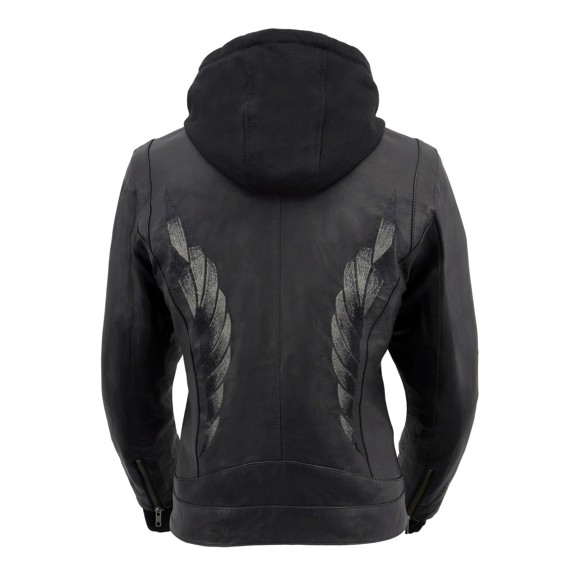 Milwaukee Leather MLL2545 Women's Lightweight Black Leather Jacket with Removable Hoodie - Image 2