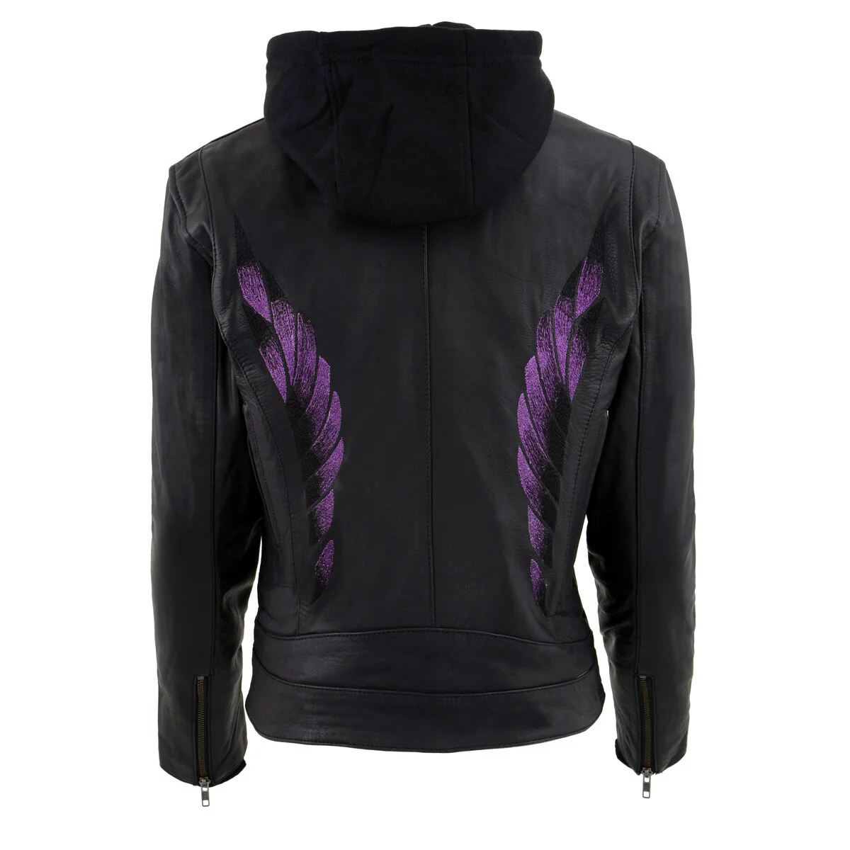 Milwaukee Leather MLL2546 Women's Purple Winged ‘Scuba’ Leather Jacket with Hoodie - Image 2