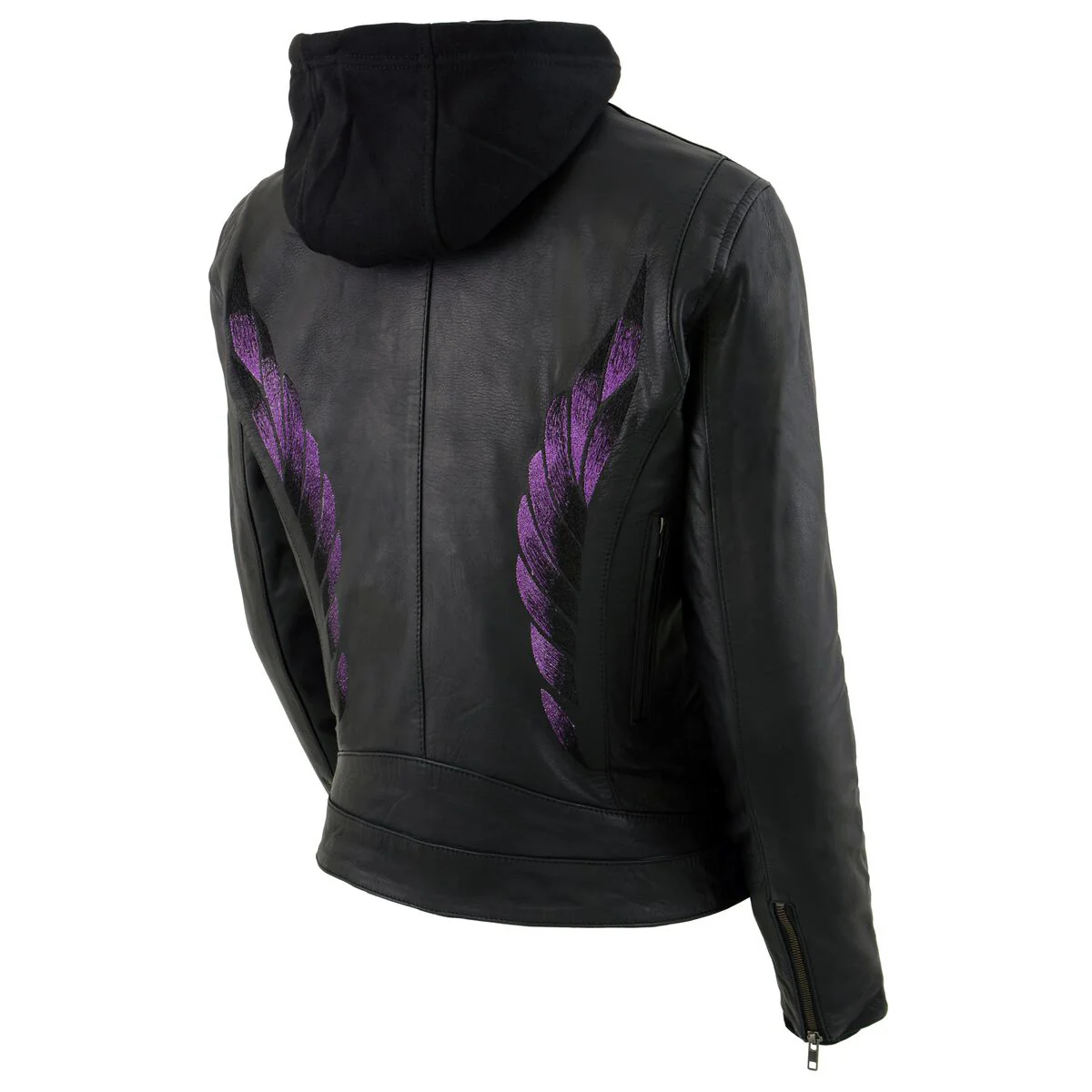 Milwaukee Leather MLL2546 Women's Purple Winged ‘Scuba’ Leather Jacket with Hoodie - Image 9