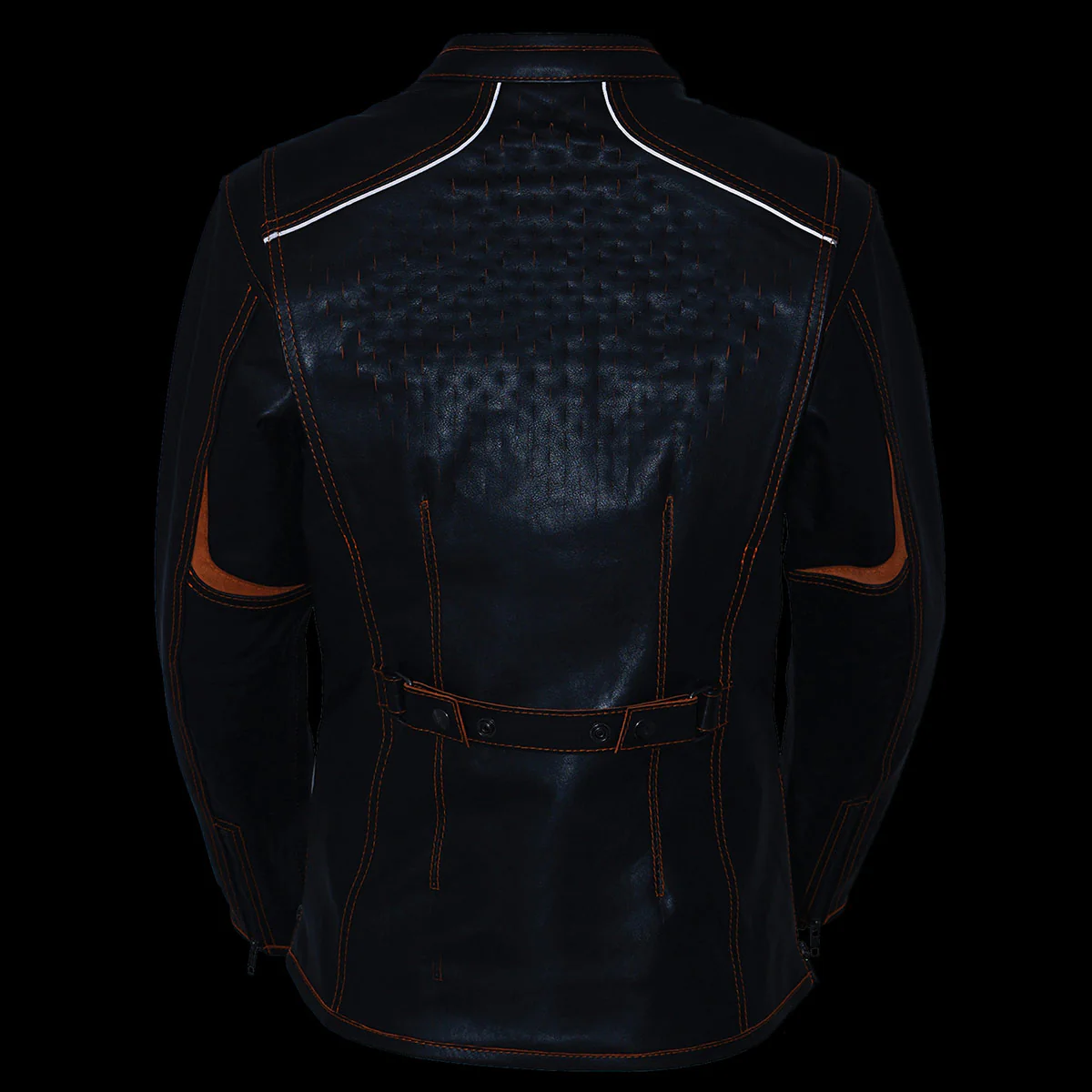 Milwaukee Leather MLL2502 Women's 'Laser Cut' Distressed Black and Grey Scuba Style Racer Jacket - Image 5