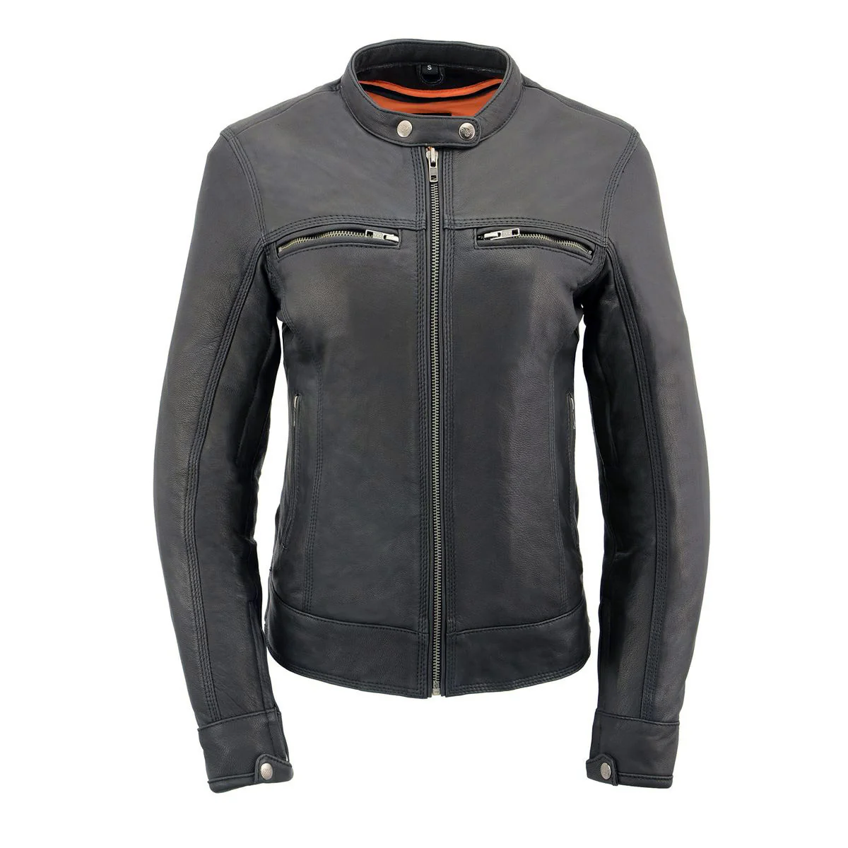 Milwaukee Leather MLL2551 Women's Scooter Black Leather Vented Lightweight Triple Stitch Motorcycle Jacket - Image 11