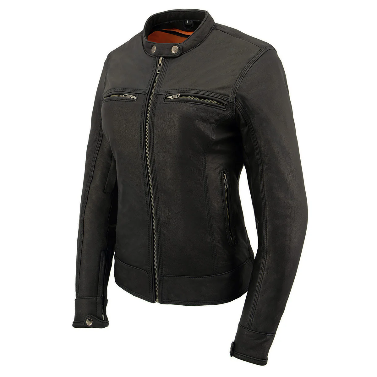 Milwaukee Leather MLL2551 Women's Scooter Black Leather Vented Lightweight Triple Stitch Motorcycle Jacket - Image 13
