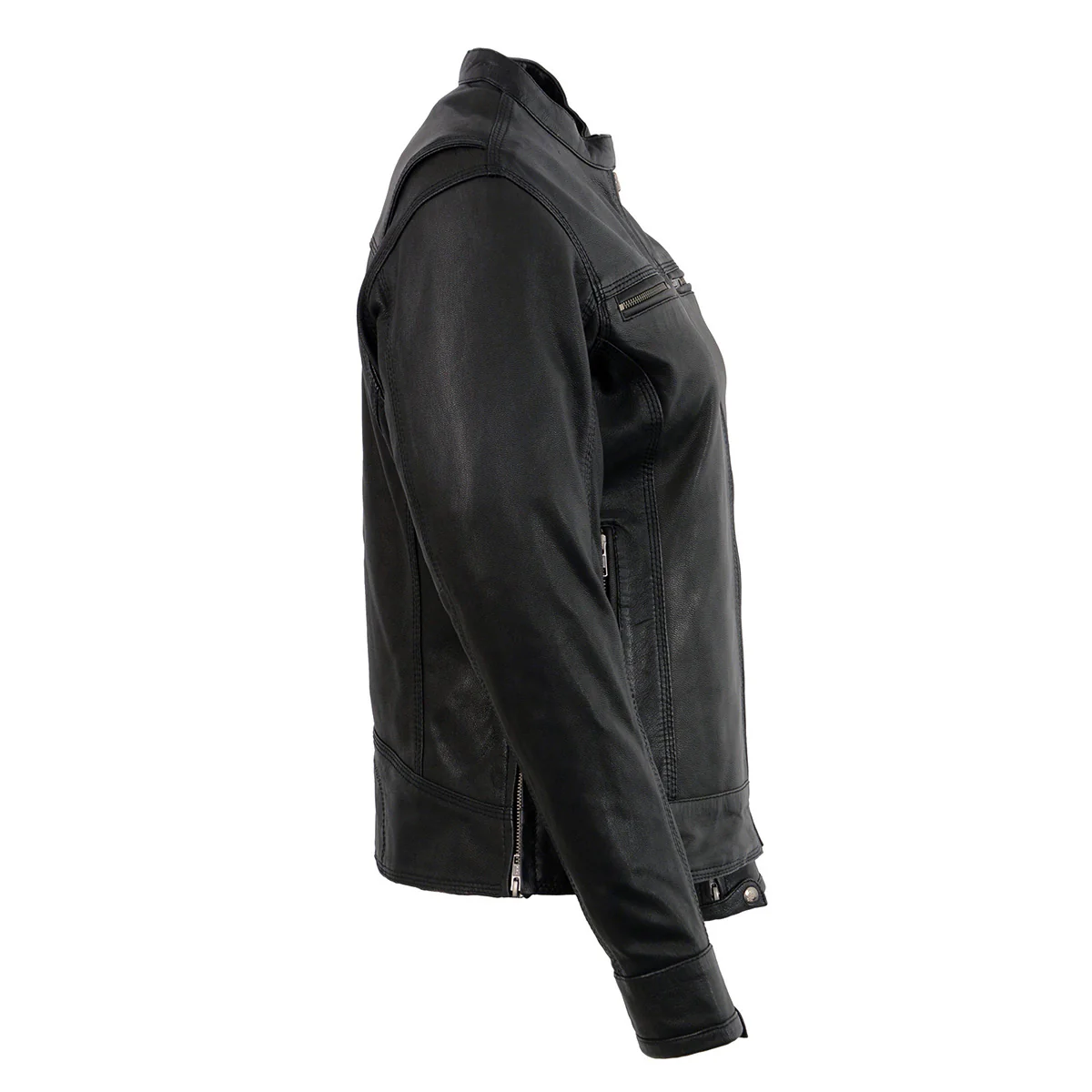 Milwaukee Leather MLL2551 Women's Scooter Black Leather Vented Lightweight Triple Stitch Motorcycle Jacket - Image 14