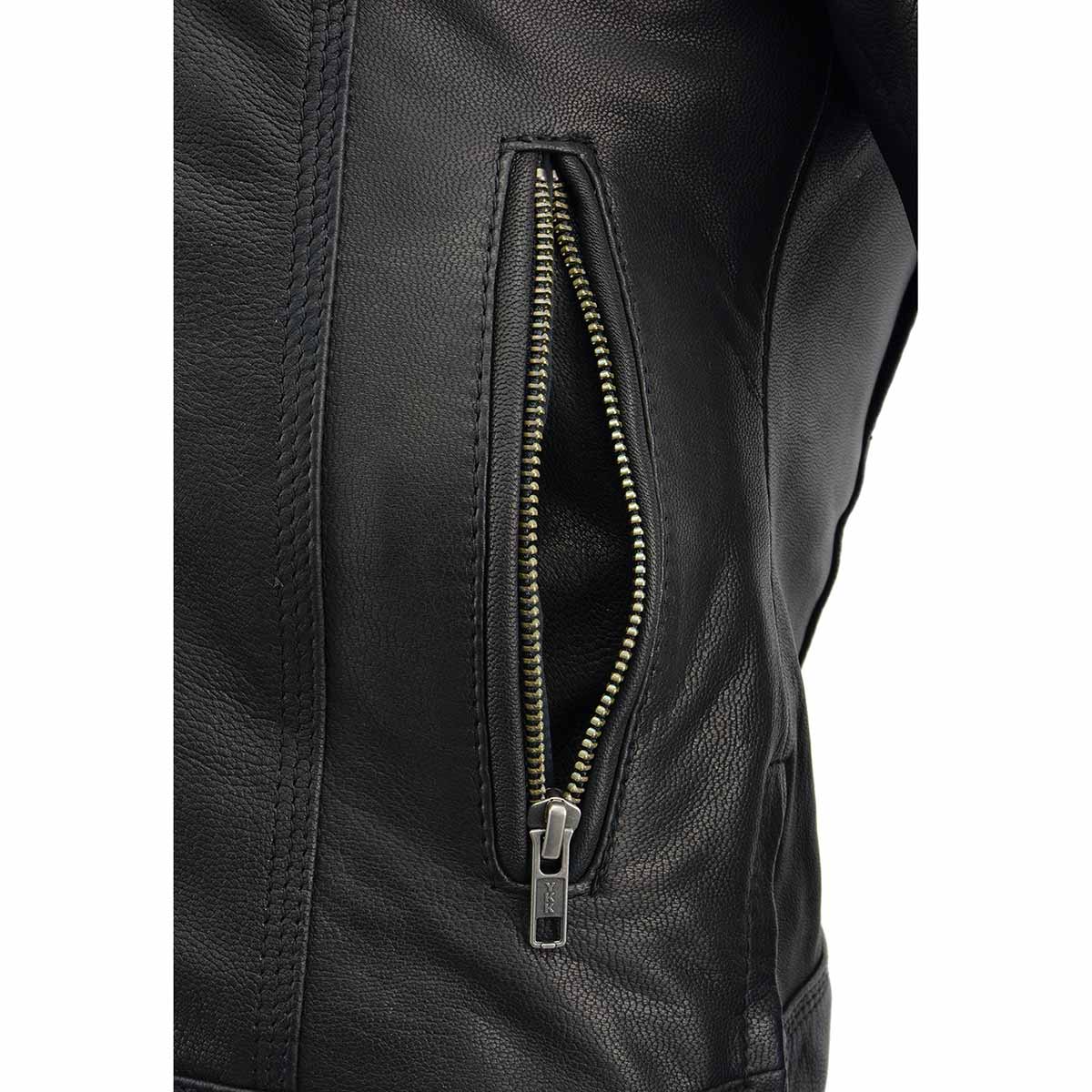 Milwaukee Leather MLL2551 Women's Scooter Black Leather Vented Lightweight Triple Stitch Motorcycle Jacket - Image 7