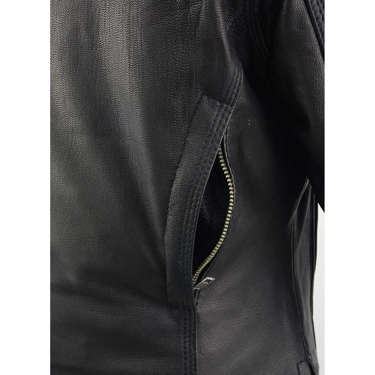 Milwaukee Leather MLL2551 Women's Scooter Black Leather Vented Lightweight Triple Stitch Motorcycle Jacket - Image 9