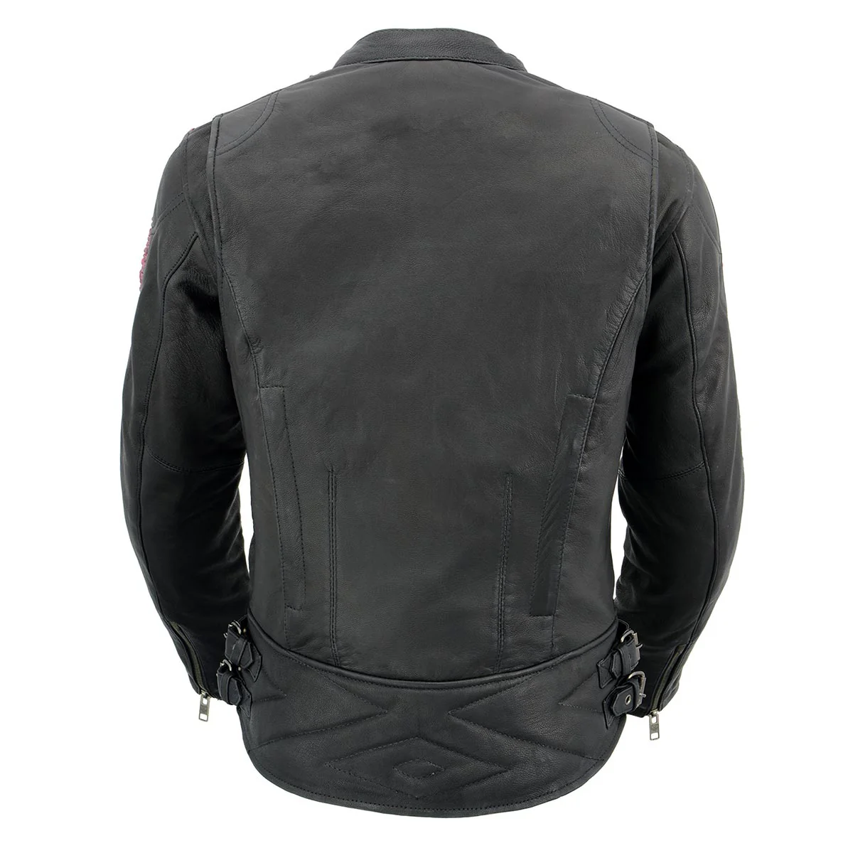 Milwaukee Leather MLL2571 Womens Black and Pink 'Crinkled Arm' Lightweight Racer Jacket - Image 2