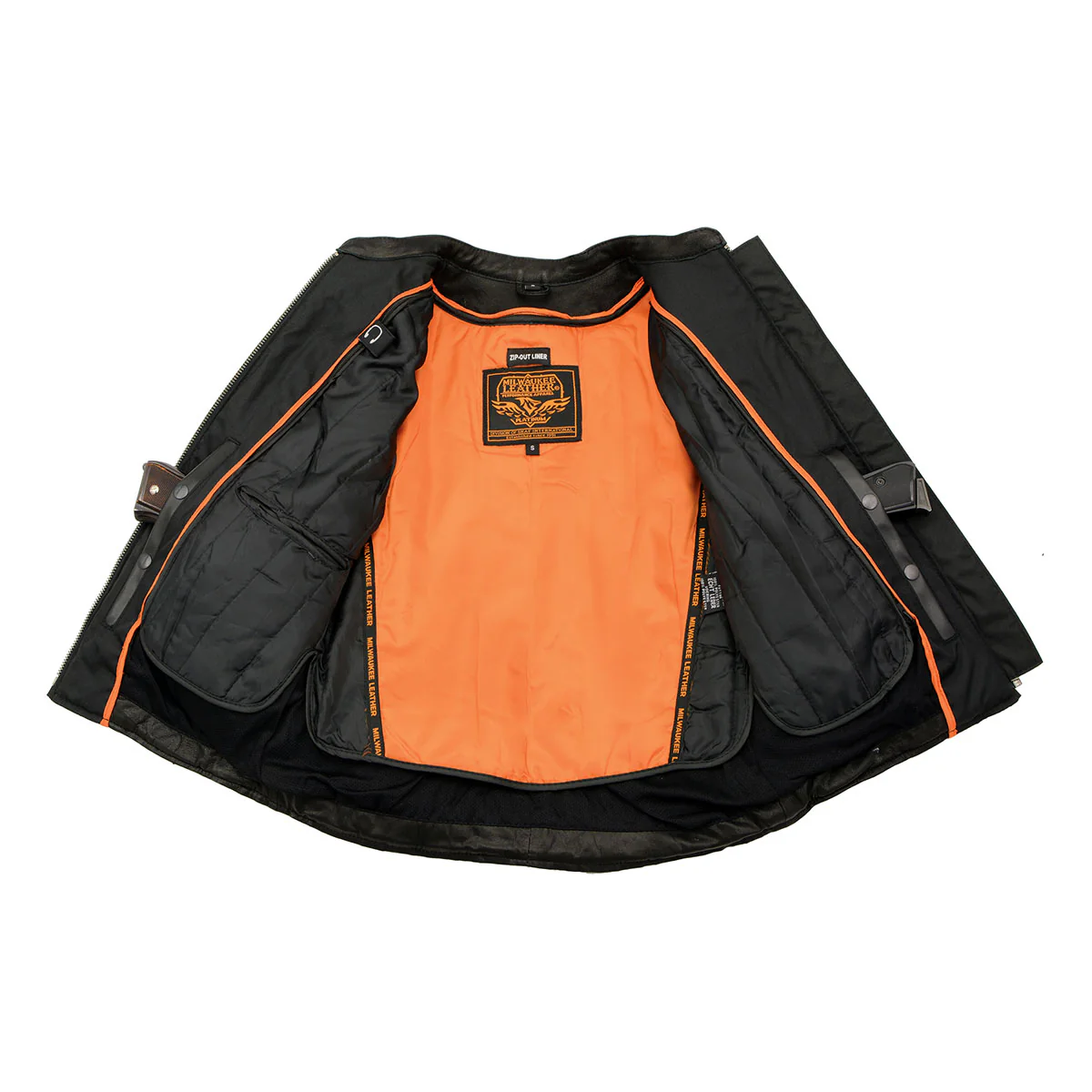 Milwaukee Leather MLL2571 Ladies Black and Purple 'Crinkled Arm' Lightweight Racer Jacket - Image 4
