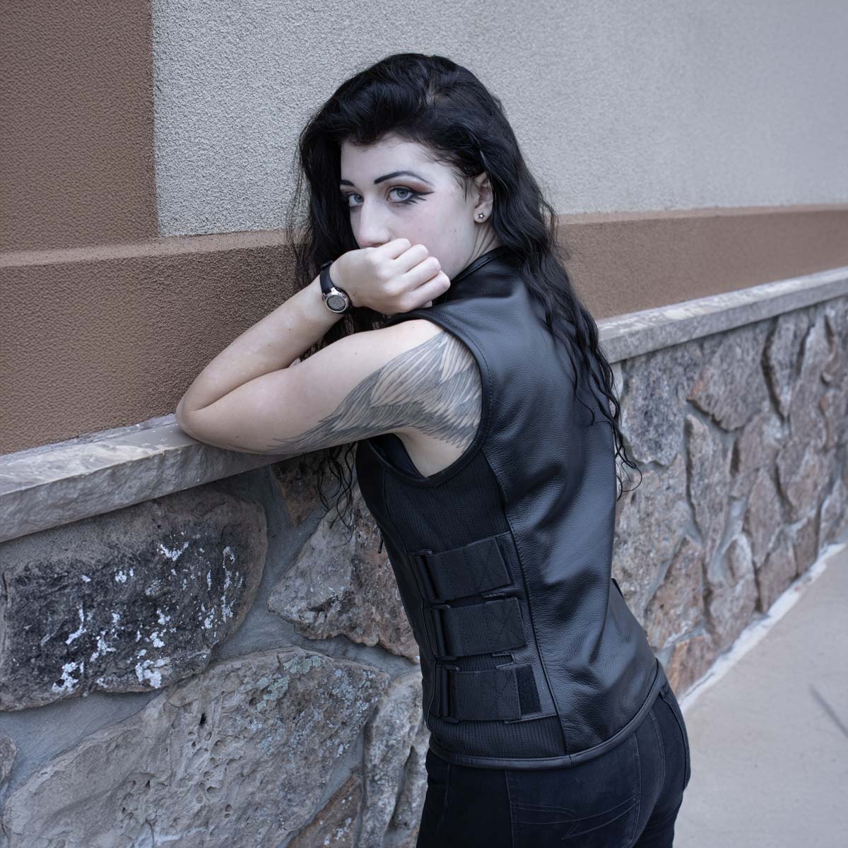 Milwaukee Leather MLL4501 Women's Tactical Swat Style Rider Leather Vest w/ Single Panel Back for Club Patches - Image 2