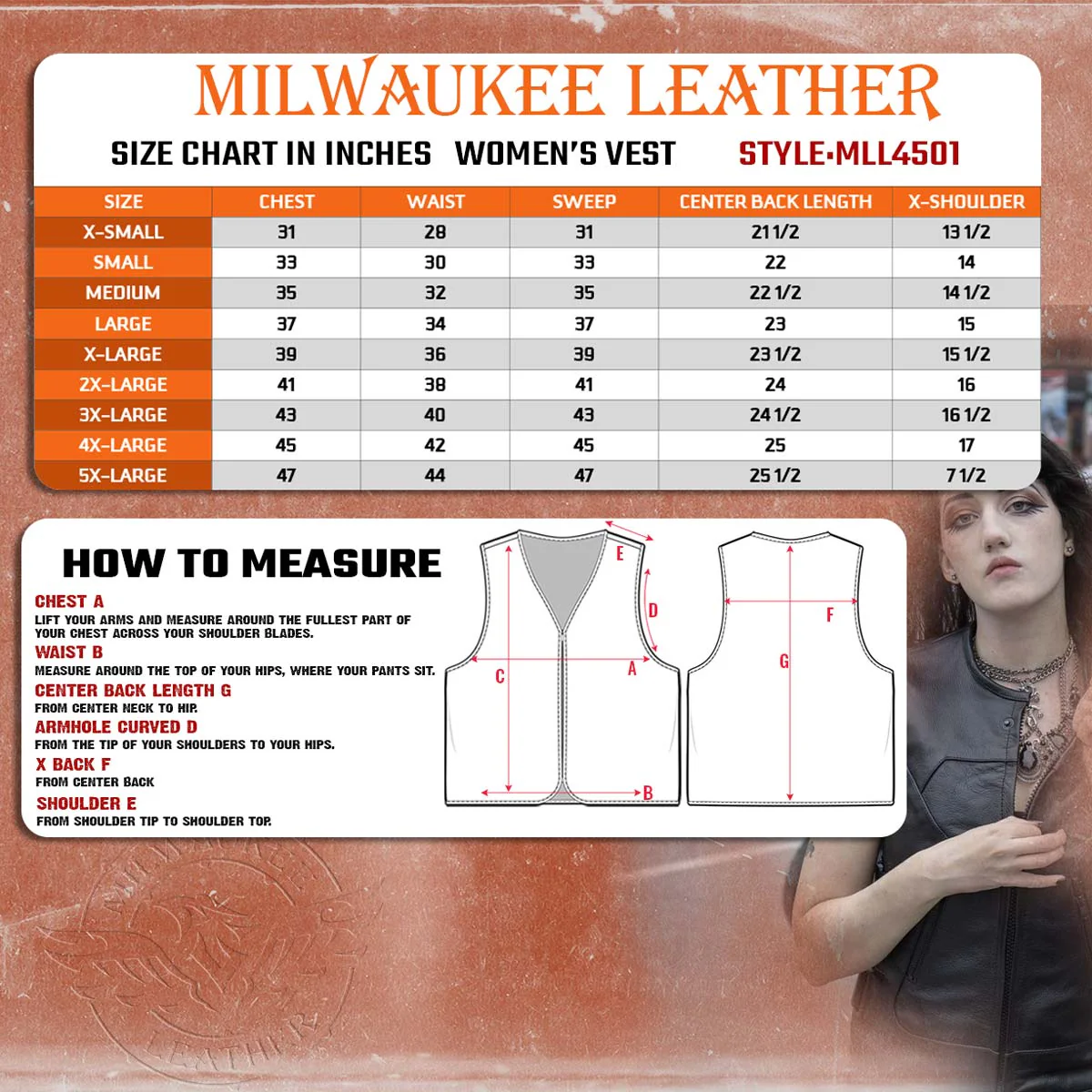 Milwaukee Leather MLL4501 Women's Tactical Swat Style Rider Leather Vest w/ Single Panel Back for Club Patches - Image 3
