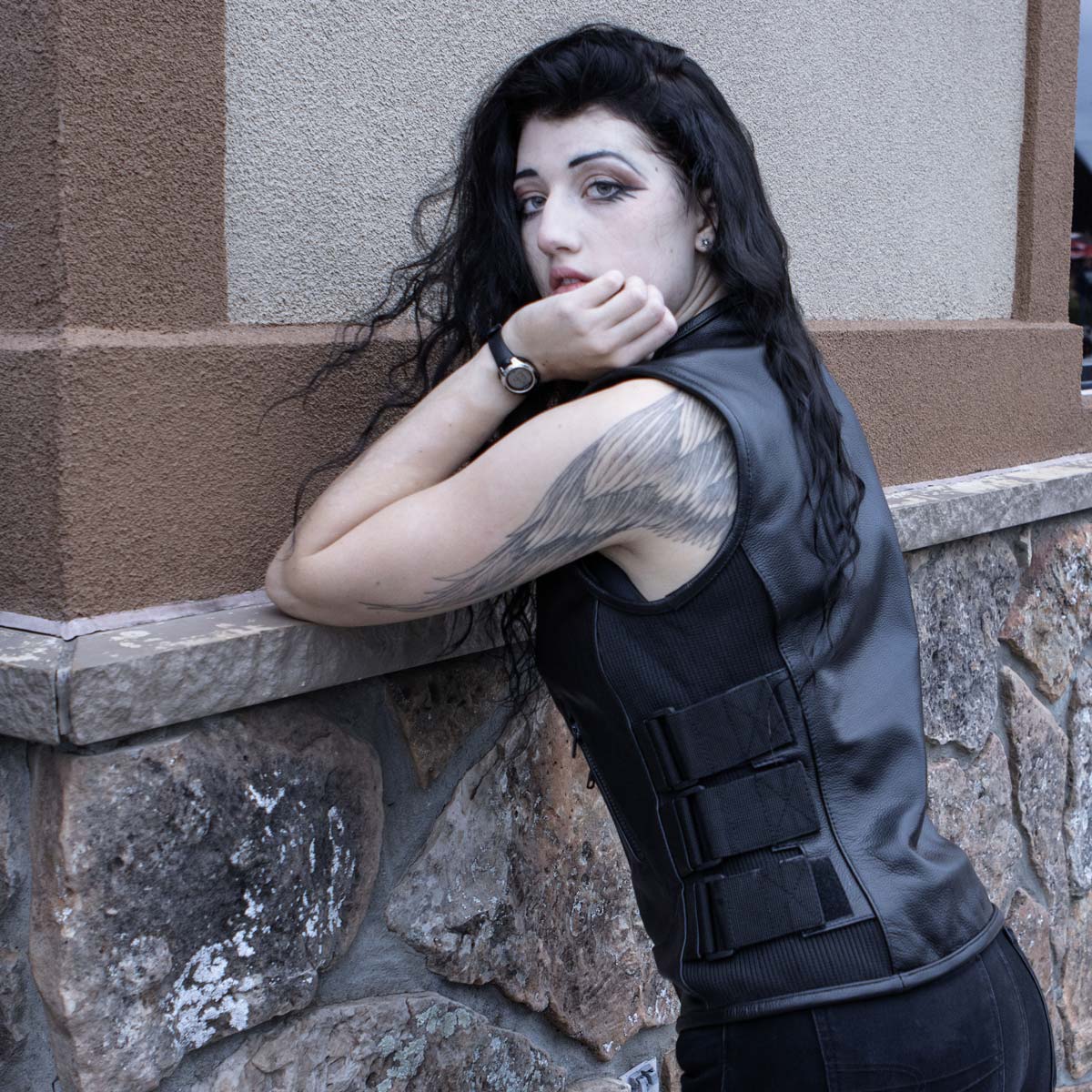 Milwaukee Leather MLL4501 Women's Tactical Swat Style Rider Leather Vest w/ Single Panel Back for Club Patches - Image 5