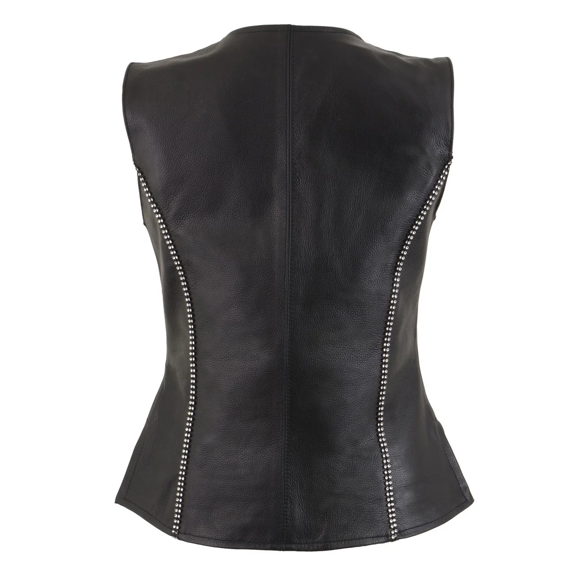 Milwaukee Leather MLL4502 Women's Black Leather Classic V-Neck Motorcycle Rider Vest with Rhinestone Bling Detail - Image 4