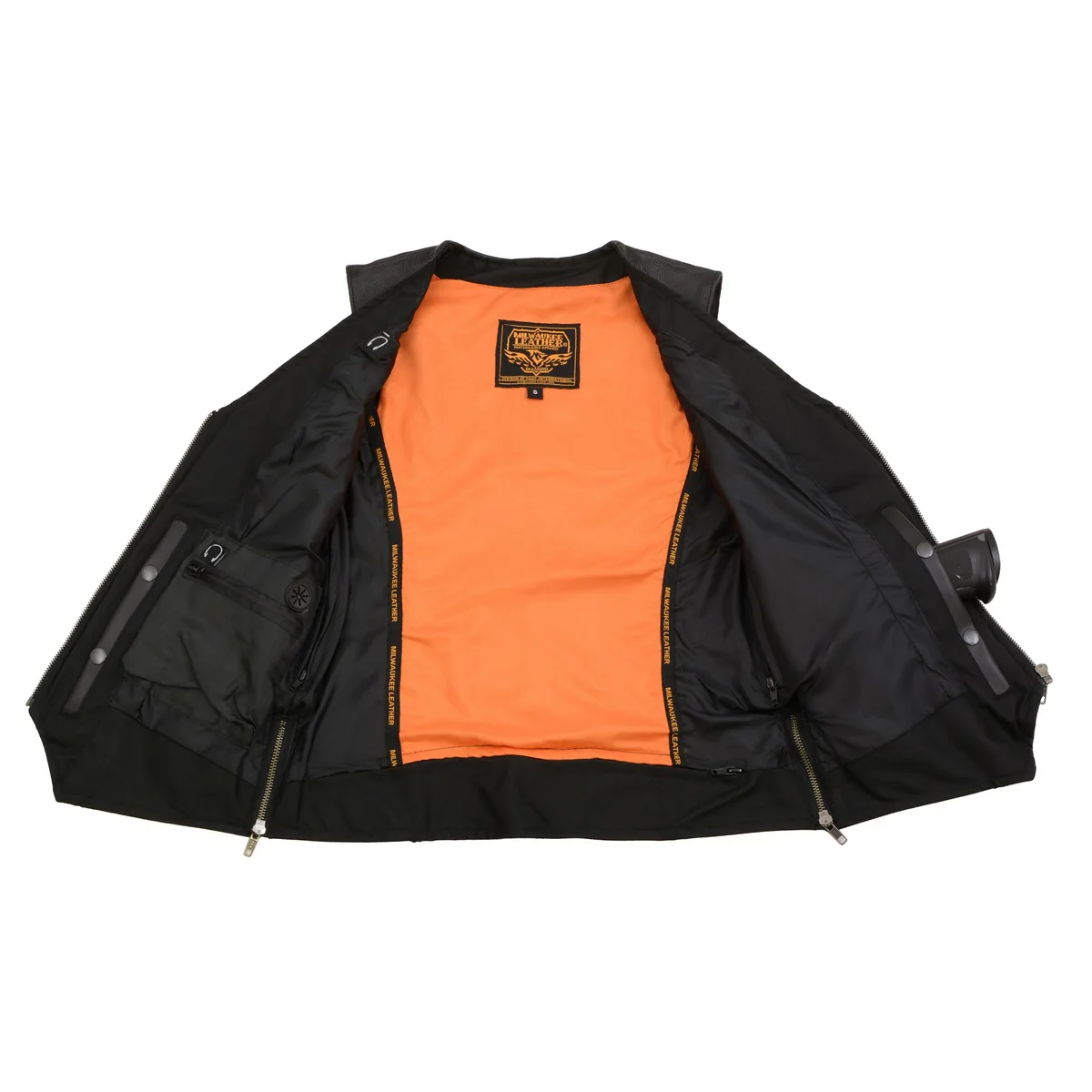 Milwaukee Leather MLL4502 Women's Black Leather Classic V-Neck Motorcycle Rider Vest with Rhinestone Bling Detail - Image 6