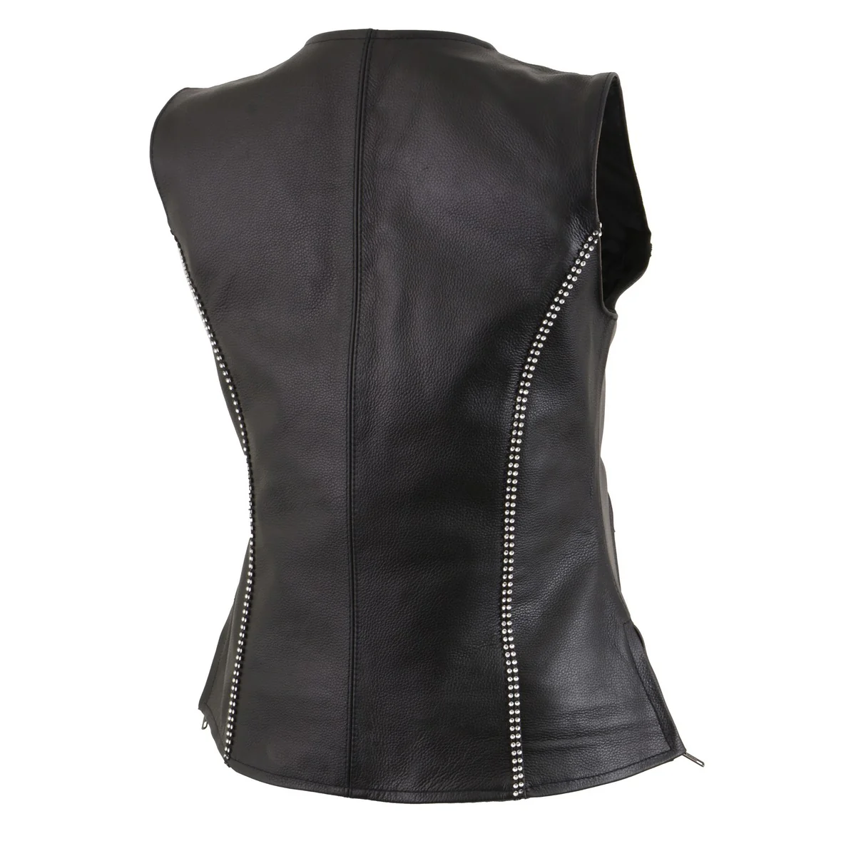 Milwaukee Leather MLL4502 Women's Black Leather Classic V-Neck Motorcycle Rider Vest with Rhinestone Bling Detail - Image 8