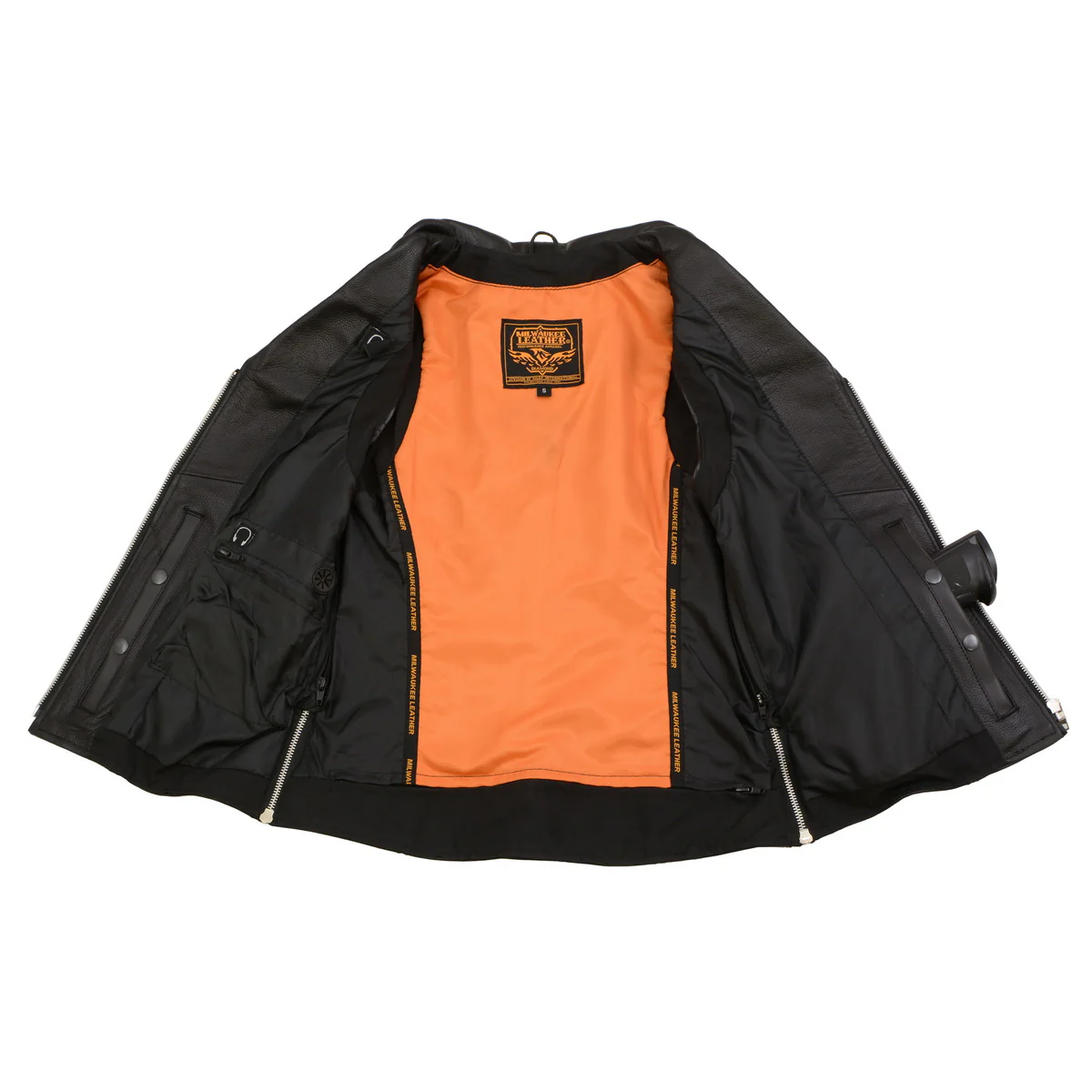 Milwaukee Leather MLL4503 Women's Black V-Neck Leather Classic Motorcycle Rider Vest w/ Riveted Lapel Collar - Image 6