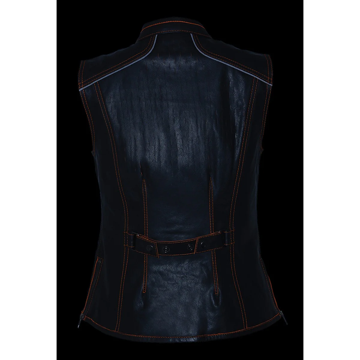 Milwaukee Leather MLL4507 Women's Black Leather Grey Accented Laser Cut Vented Scuba Style Motorcycle Rider Vest - Image 4