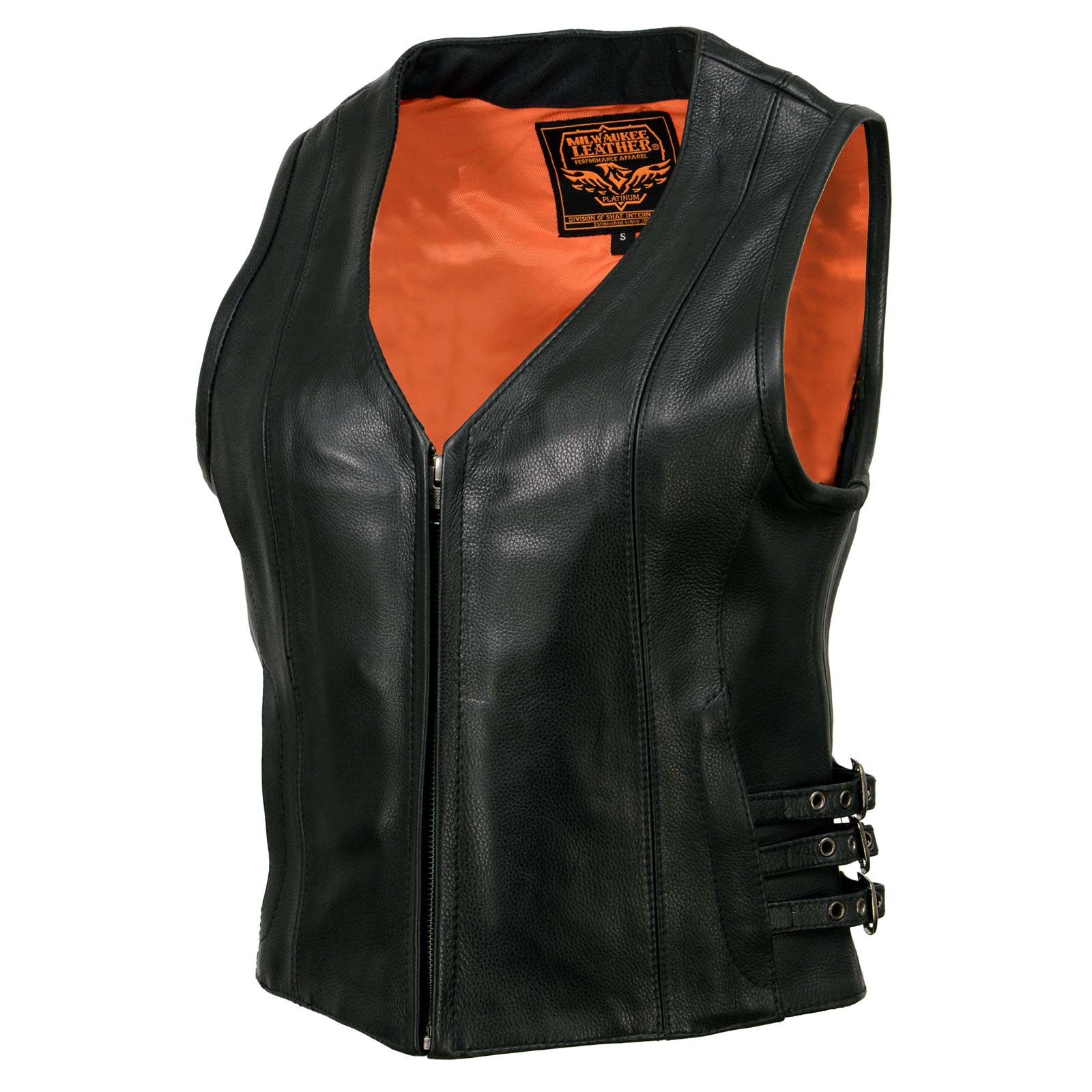 Milwaukee Leather MLL4510 Women's Premium Black Leather Motorcycle Rider Vest w/ Adjustable Side Buckle - Image 9