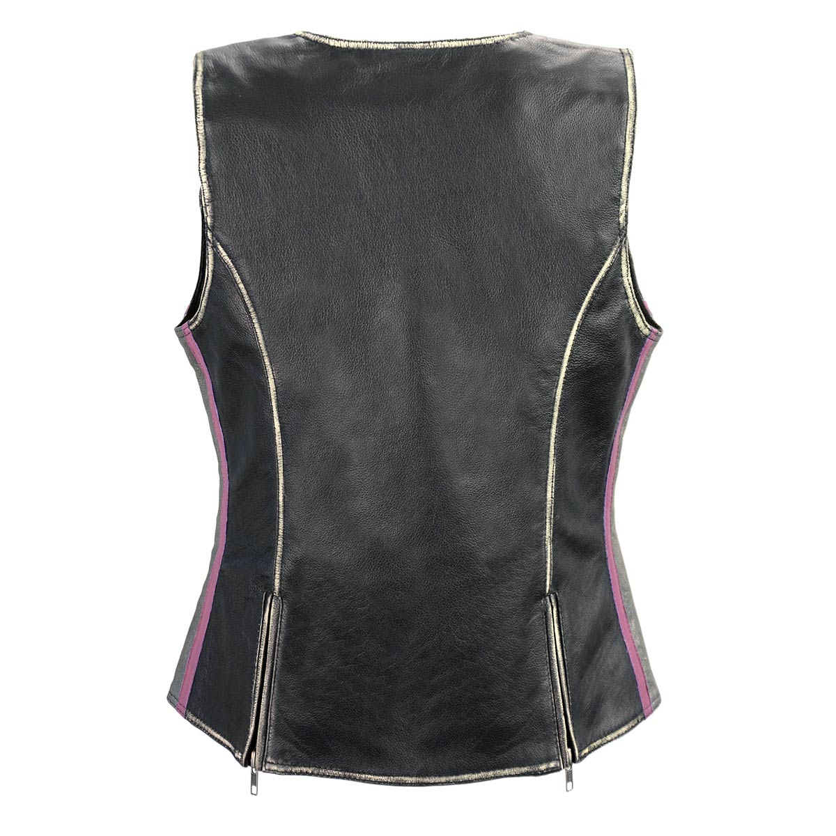 Milwaukee Leather MLL4516 Women's Black and Silver Rub-Off Leather Vest - Image 2
