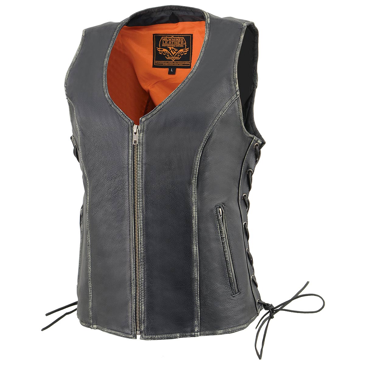 Milwaukee Leather MLL4517 Women's Black Leather Vest with Front Zipper Closure - Image 5