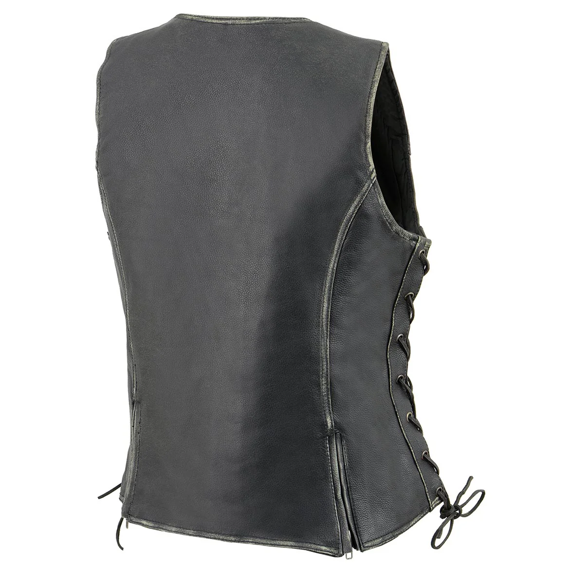 Milwaukee Leather MLL4517 Women's Black Leather Vest with Front Zipper Closure - Image 6