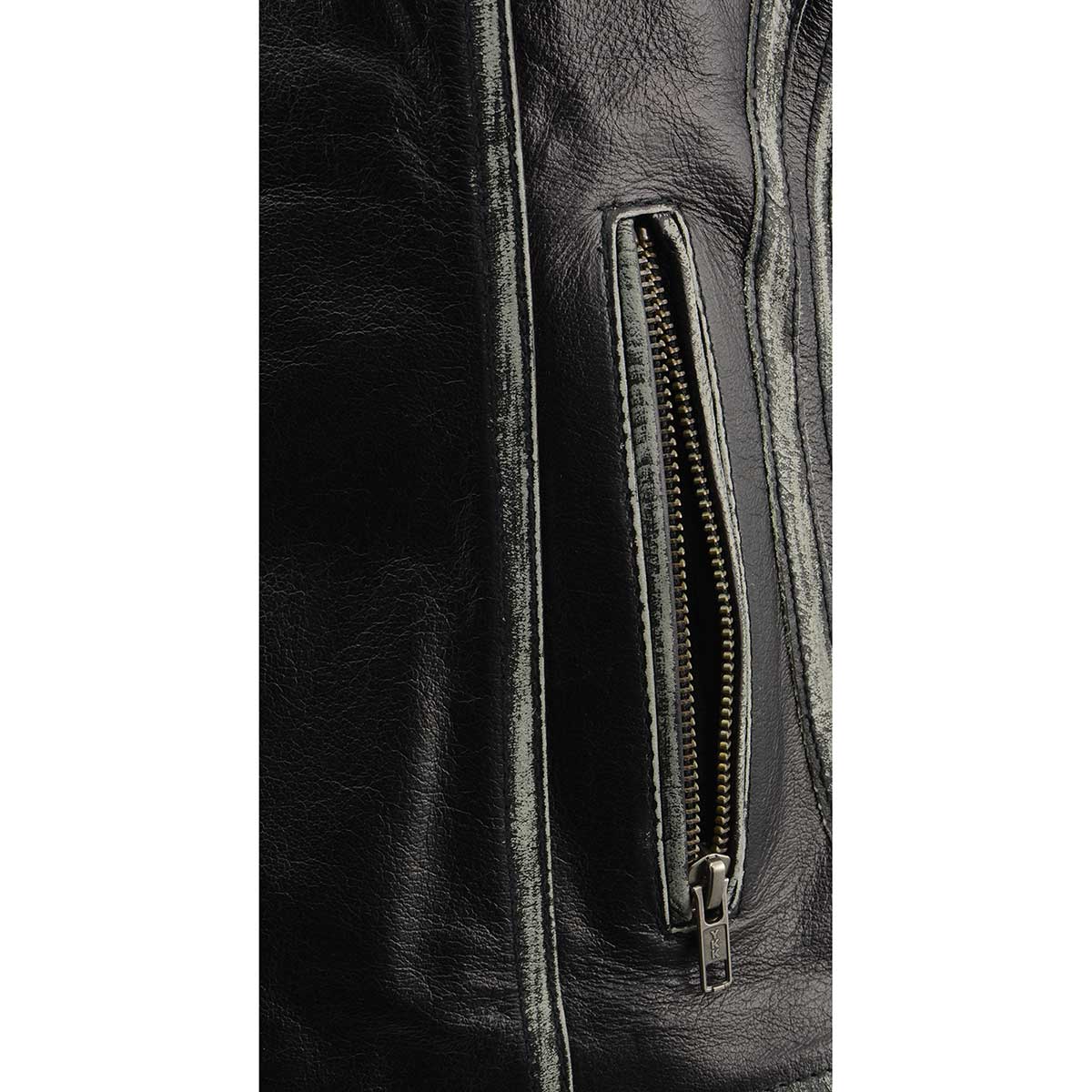 Milwaukee Leather MLL4526 Women's Distress Grey Leather Motorcycle Rider Vest- Stretch Side Panel W/ Lacing Detail - Image 7