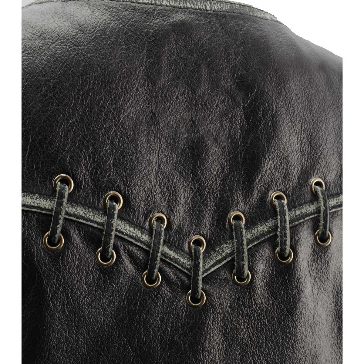 Milwaukee Leather MLL4526 Women's Distress Grey Leather Motorcycle Rider Vest- Stretch Side Panel W/ Lacing Detail - Image 8