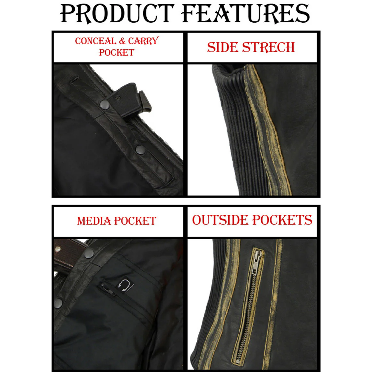 Milwaukee Leather MLL4527 Women's Stretch Side Panel Distress Brown Leather Motorcycle Rider Vest w/ Lacing Detail - Image 5