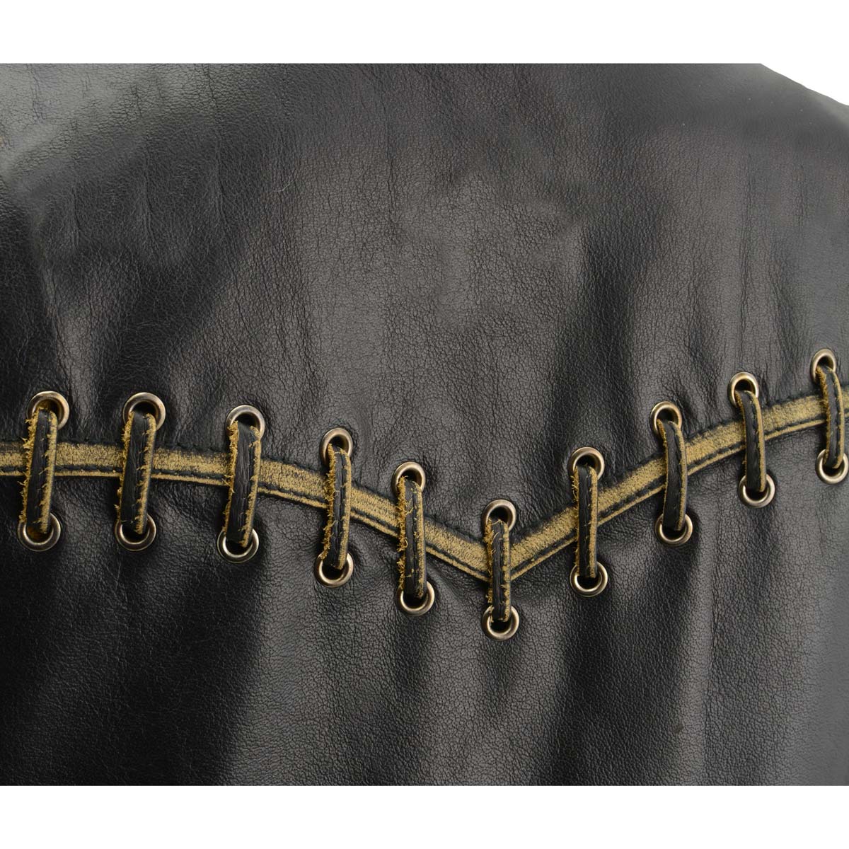 Milwaukee Leather MLL4527 Women's Stretch Side Panel Distress Brown Leather Motorcycle Rider Vest w/ Lacing Detail - Image 7