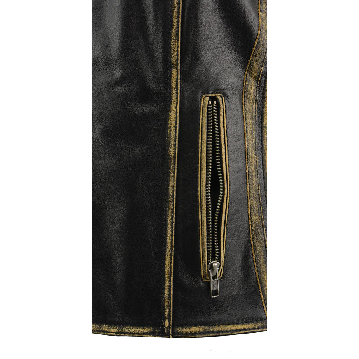 Milwaukee Leather MLL4527 Women's Stretch Side Panel Distress Brown Leather Motorcycle Rider Vest w/ Lacing Detail - Image 8