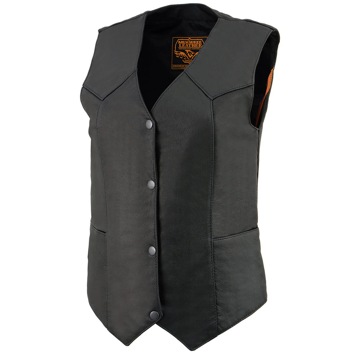 Milwaukee Leather MLL4545 Women's Black Premium Leather Lightweight Classic 4-Snap V-Neck Motorcycle Rider Vest - Image 5