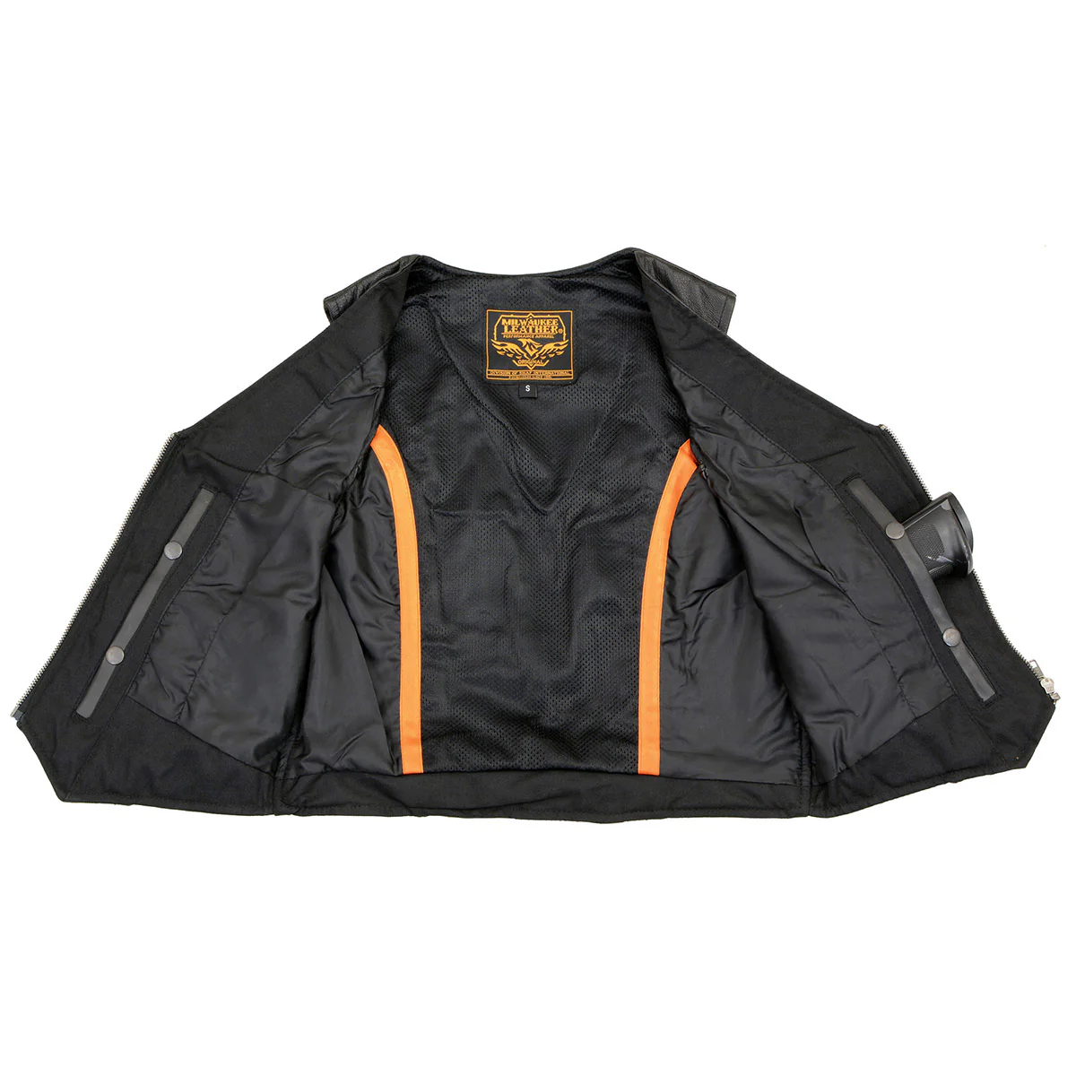 Milwaukee Leather MLL4550 Women's Black Premium Leather Classic Braided Deep V-Neck Motorcycle Rider Vest W/Front Zip - Image 6