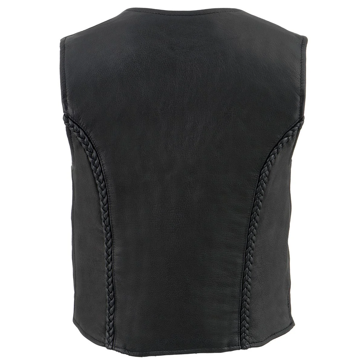 Milwaukee Leather MLL4550 Women's Black Premium Leather Classic Braided Deep V-Neck Motorcycle Rider Vest W/Front Zip - Image 7