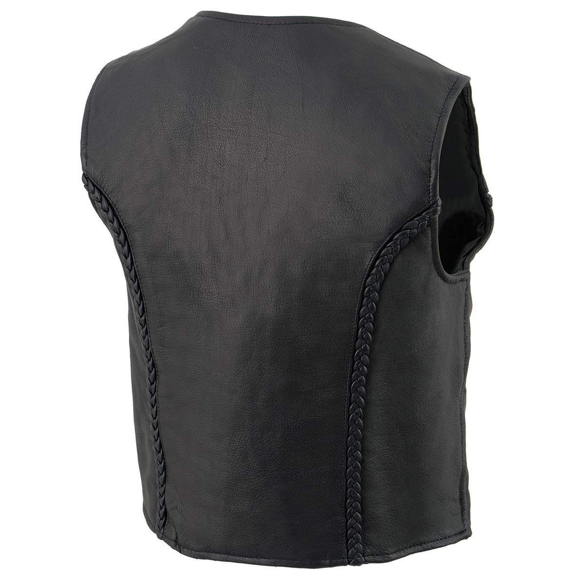 Milwaukee Leather MLL4550 Women's Black Premium Leather Classic Braided Deep V-Neck Motorcycle Rider Vest W/Front Zip - Image 8
