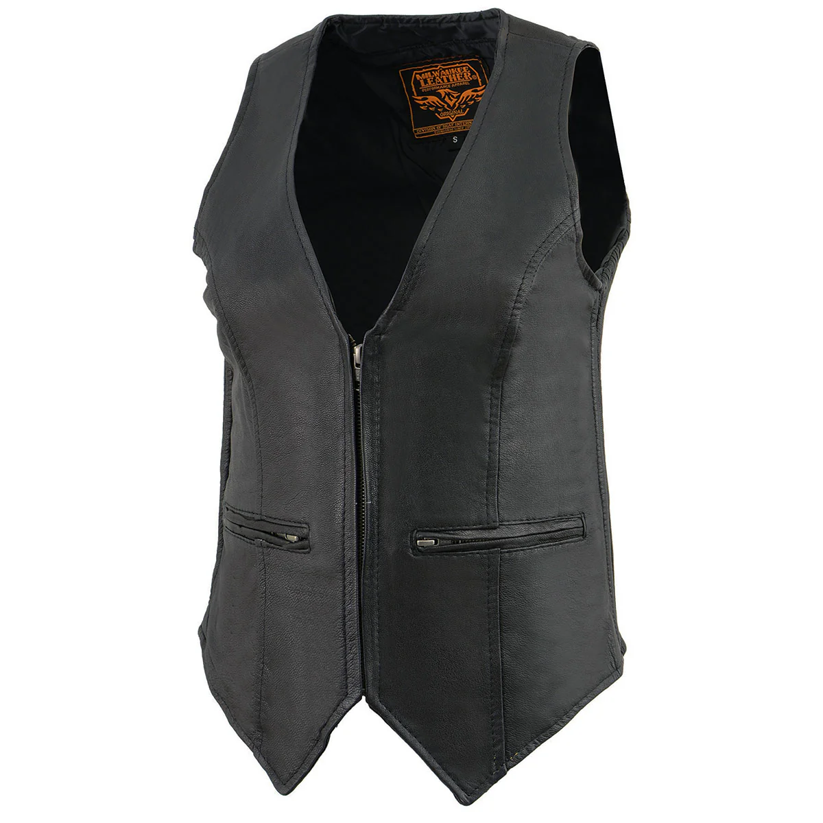 Milwaukee Leather MLL4555 Women's Black Premium Leather Zipper Closure Motorcycle Rider Vest w/ Stretch Side Panel - Image 5