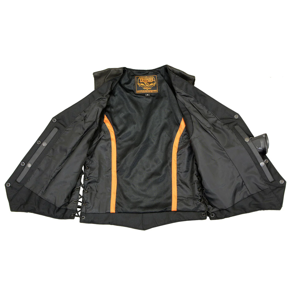 Milwaukee Leather MLL4560 Women's Black Premium Leather Classic Braided Side Lace Deep V-Neck Motorcycle Rider Vest - Image 6