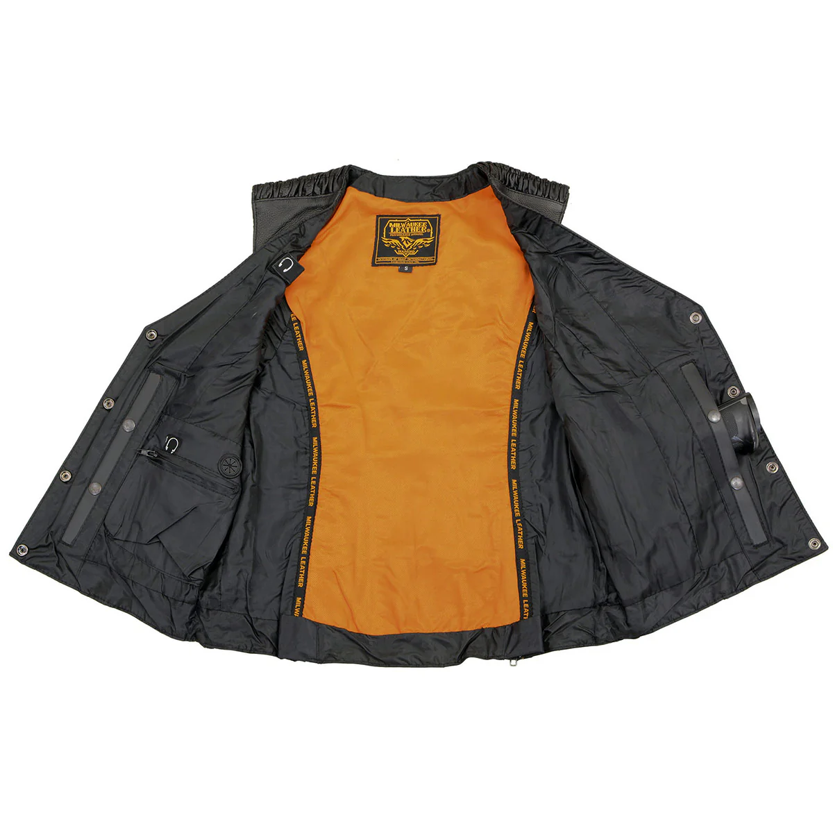 Milwaukee Leather MLL4570 Women's Studded Phoenix Black Leather Motorcycle Biker Vest w/ Embroidery Art - Image 4
