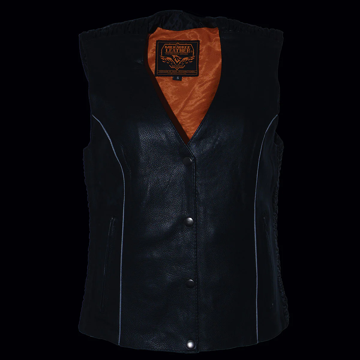 Milwaukee Leather MLL4570 Women's Studded Phoenix Black Leather Motorcycle Biker Vest w/ Embroidery Art - Image 5