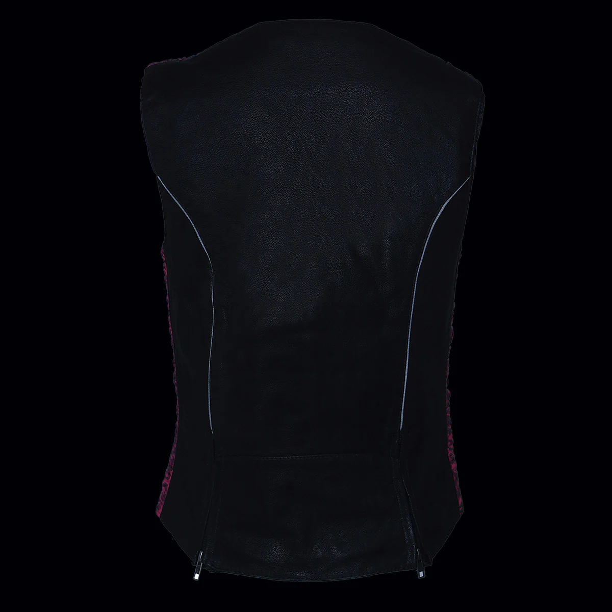 Milwaukee Leather MLL4571 Women's Black and Pink Lightweight Motorcycle Leather Vest w/ Crinkled Leather Design - Image 5