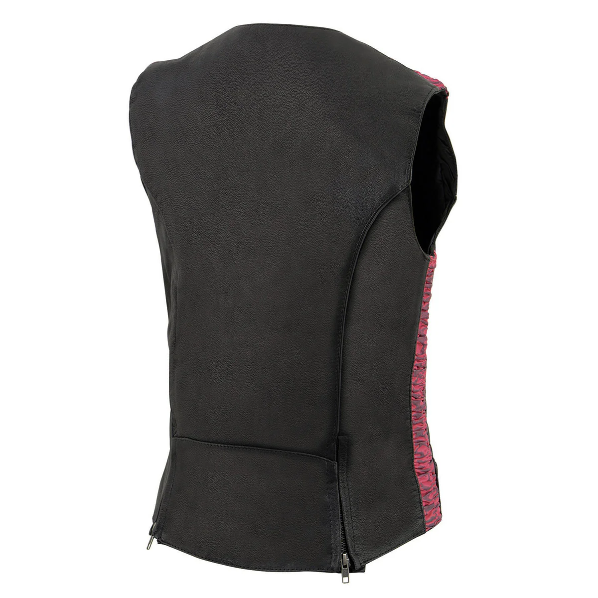 Milwaukee Leather MLL4571 Women's Black and Pink Lightweight Motorcycle Leather Vest w/ Crinkled Leather Design - Image 7