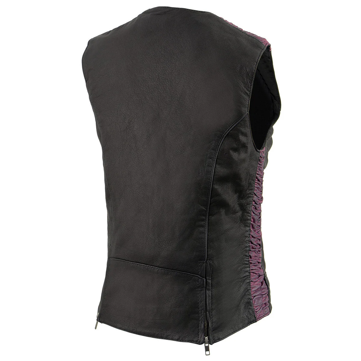 Milwaukee Leather MLL4571 Women's Black and Pink Lightweight Motorcycle Leather Vest w/ Crinkled Leather Design - Image 7