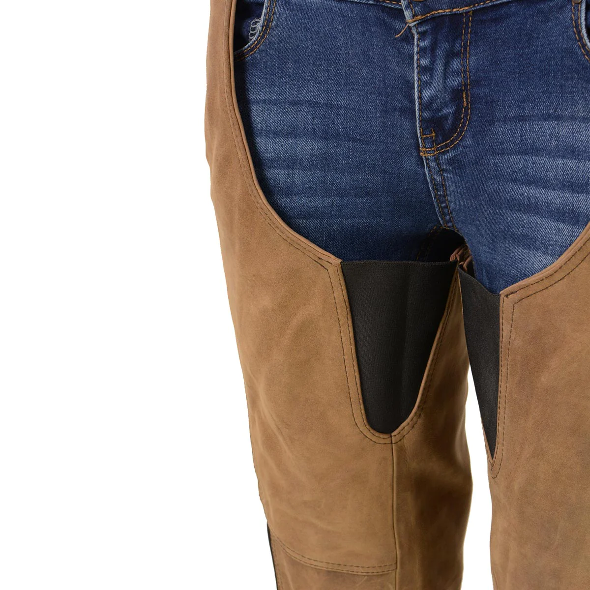 Milwaukee Leather MLL6504 Women's 2-Tone Beige with Black Motorcycle Leather Riding Chaps - Image 8