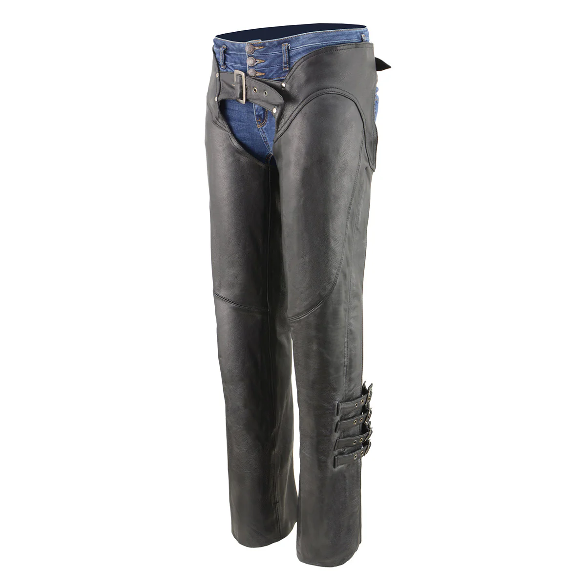 Milwaukee Leather Women's Black Premium Leather Motorcycle Rider Protective Chaps MLL6520 - Image 8